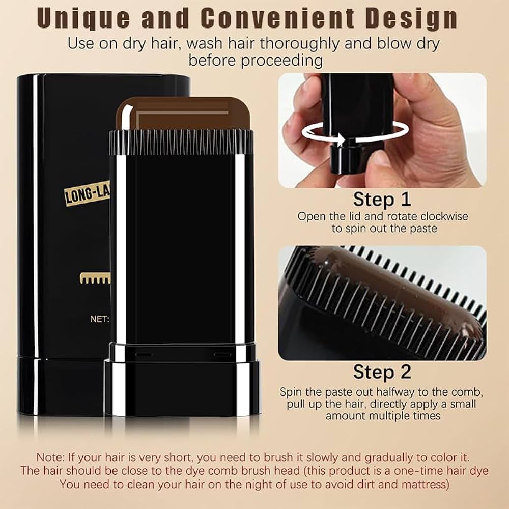 Water And Sweat Proof Hair Comb Dye Long Lasting Easy To Use Safe And Effective Hair Coloring Solution - Black