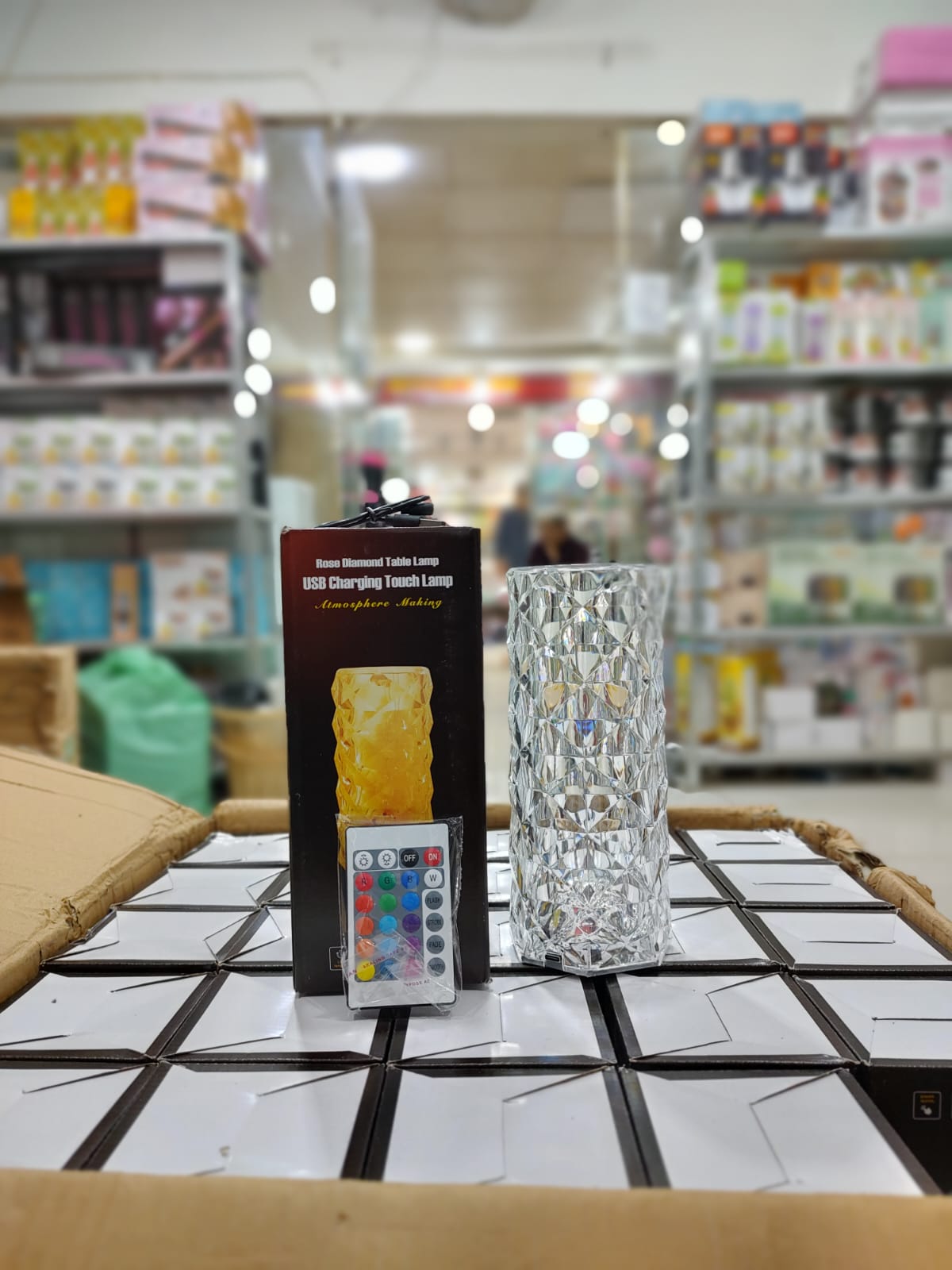 16-Color RGB Crystal Diamond Touch Lamp – Rechargeable Touch Control LED Lamp with Remote